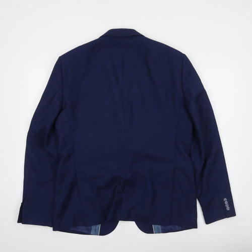 Zara Man Blue Slim Fit Two Button Blazer Jacket Men’s 44 XL Formal