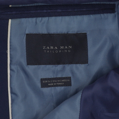 Zara Man Blue Slim Fit Two Button Blazer Jacket Men’s 44 XL Formal