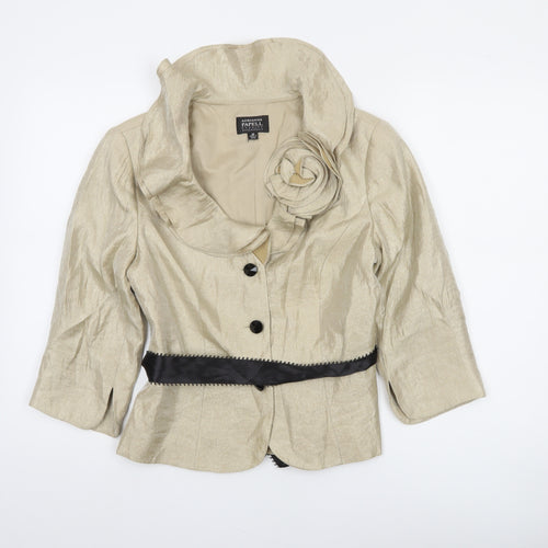 Adrianna Papell Women Beige Cropped Suit Jacket 10P Formal Lined