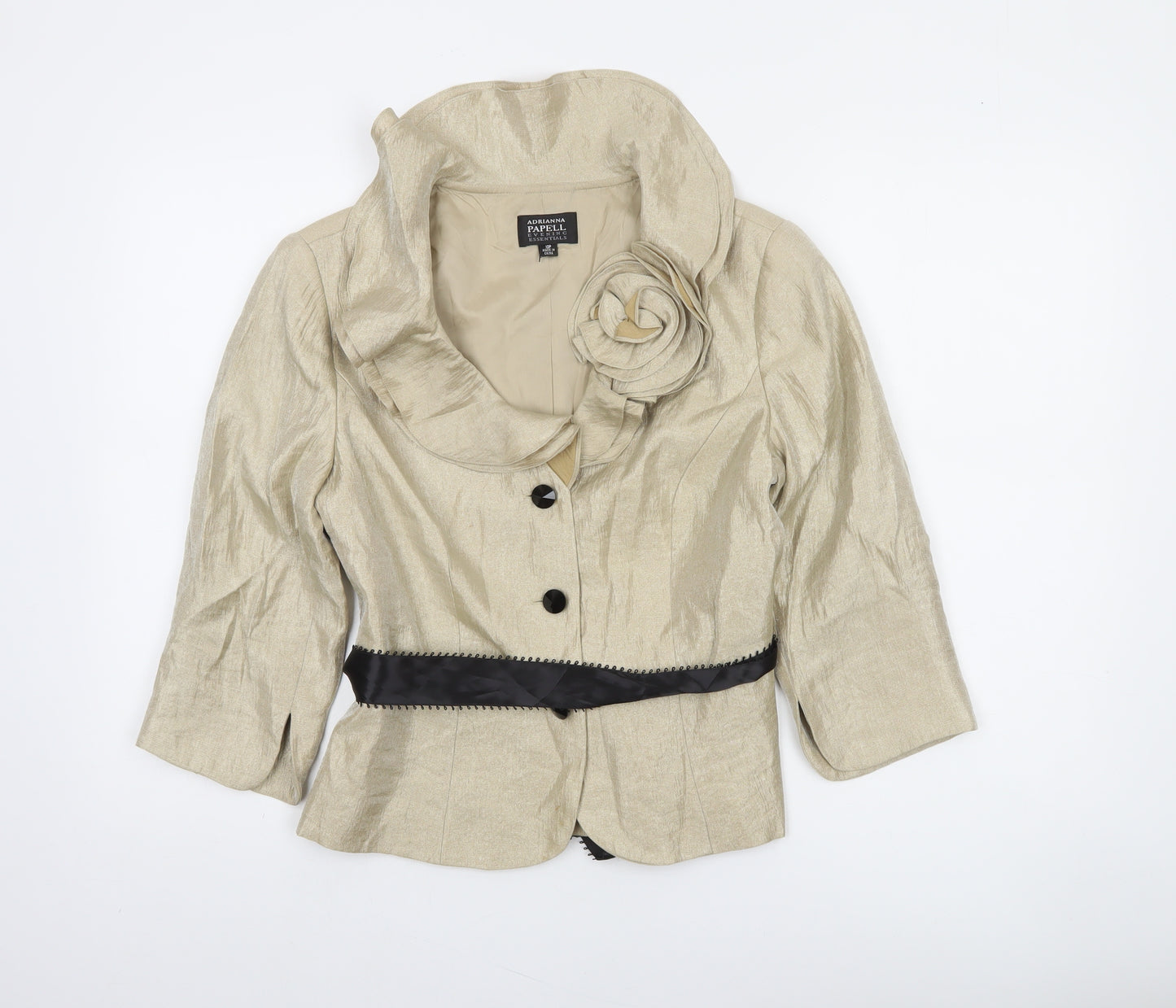 Adrianna Papell Women Beige Cropped Suit Jacket 10P Formal Lined