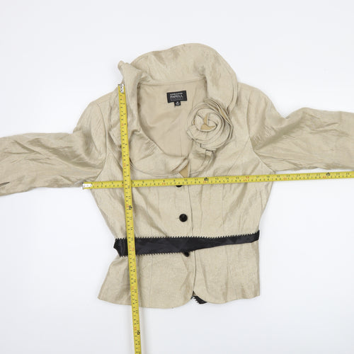Adrianna Papell Women Beige Cropped Suit Jacket 10P Formal Lined