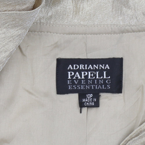 Adrianna Papell Women Beige Cropped Suit Jacket 10P Formal Lined