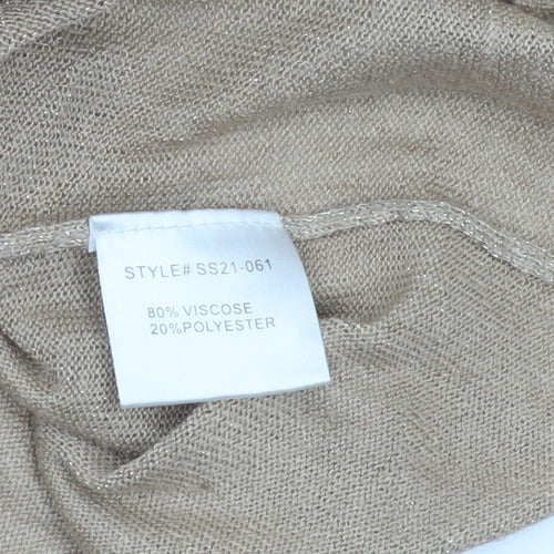 Naoise Women’s Beige V-Neck Striped Pullover Jumper Size L
