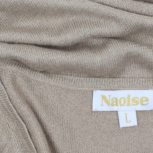 Naoise Women’s Beige V-Neck Striped Pullover Jumper Size L