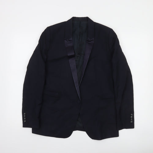 The Kooples Men's Blue 40 Slim Wool Mohair Shawl Lapel Tuxedo Jacket