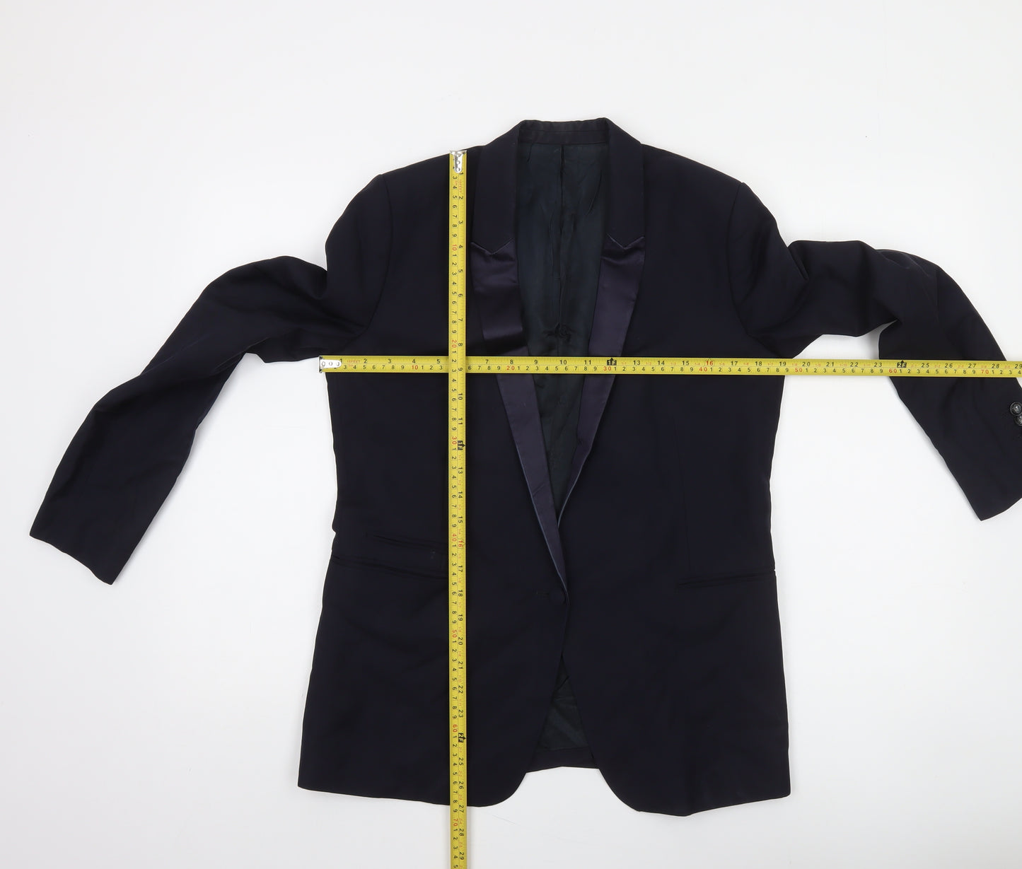 The Kooples Men's Blue 40 Slim Wool Mohair Shawl Lapel Tuxedo Jacket