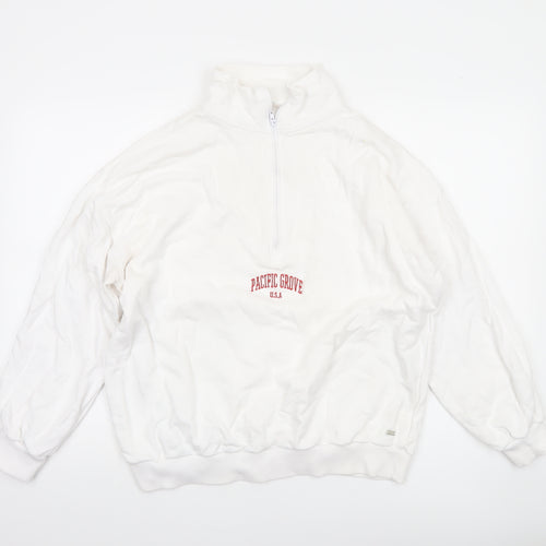 Pull&Bear Pacific Grove White 1/2 Zip Sweatshirt Women’s M Cotton Blend