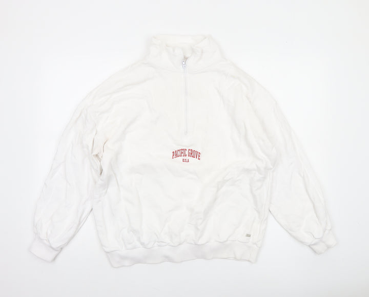 Pull&Bear Pacific Grove White 1/2 Zip Sweatshirt Women’s M Cotton Blend