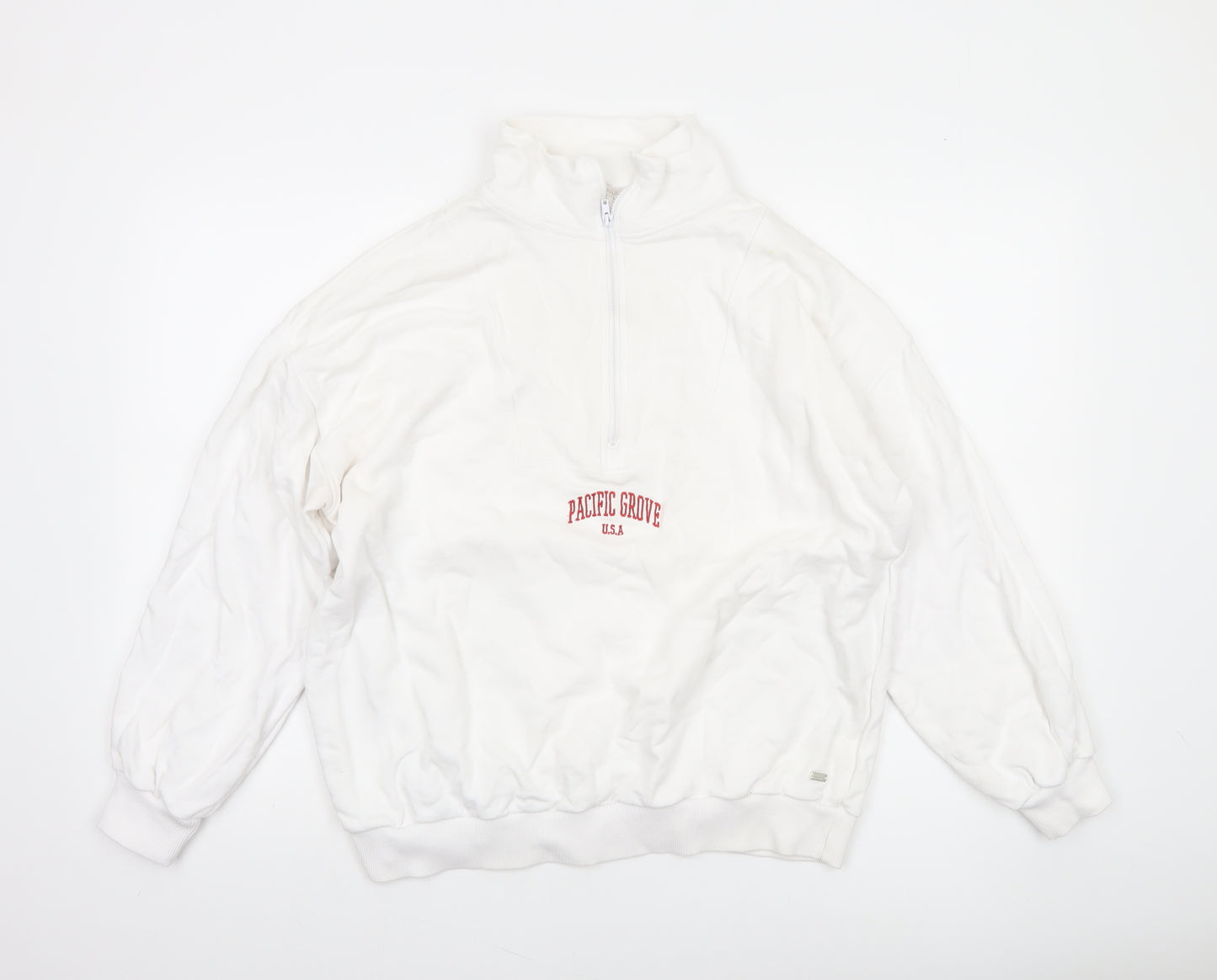 Pull&Bear Pacific Grove White 1/2 Zip Sweatshirt Women’s M Cotton Blend
