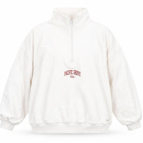Pull&Bear Pacific Grove White 1/2 Zip Sweatshirt Women’s M Cotton Blend