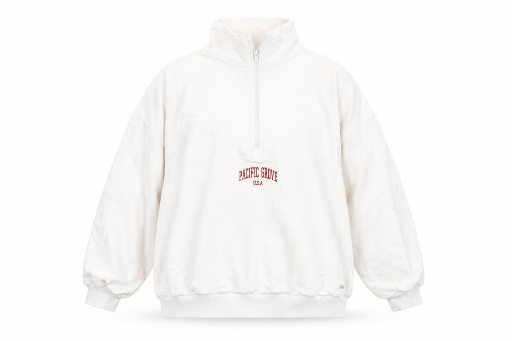Pull&Bear Pacific Grove White 1/2 Zip Sweatshirt Women’s M Cotton Blend