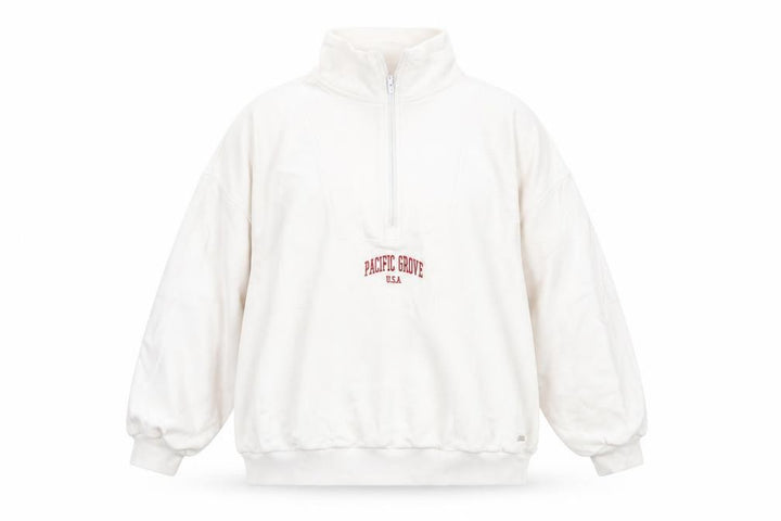 Pull&Bear Pacific Grove White 1/2 Zip Sweatshirt Women’s M Cotton Blend