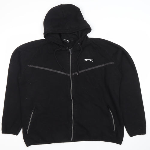 Slazenger Men's Black L Full Zip Hoodie with Logo & Pockets