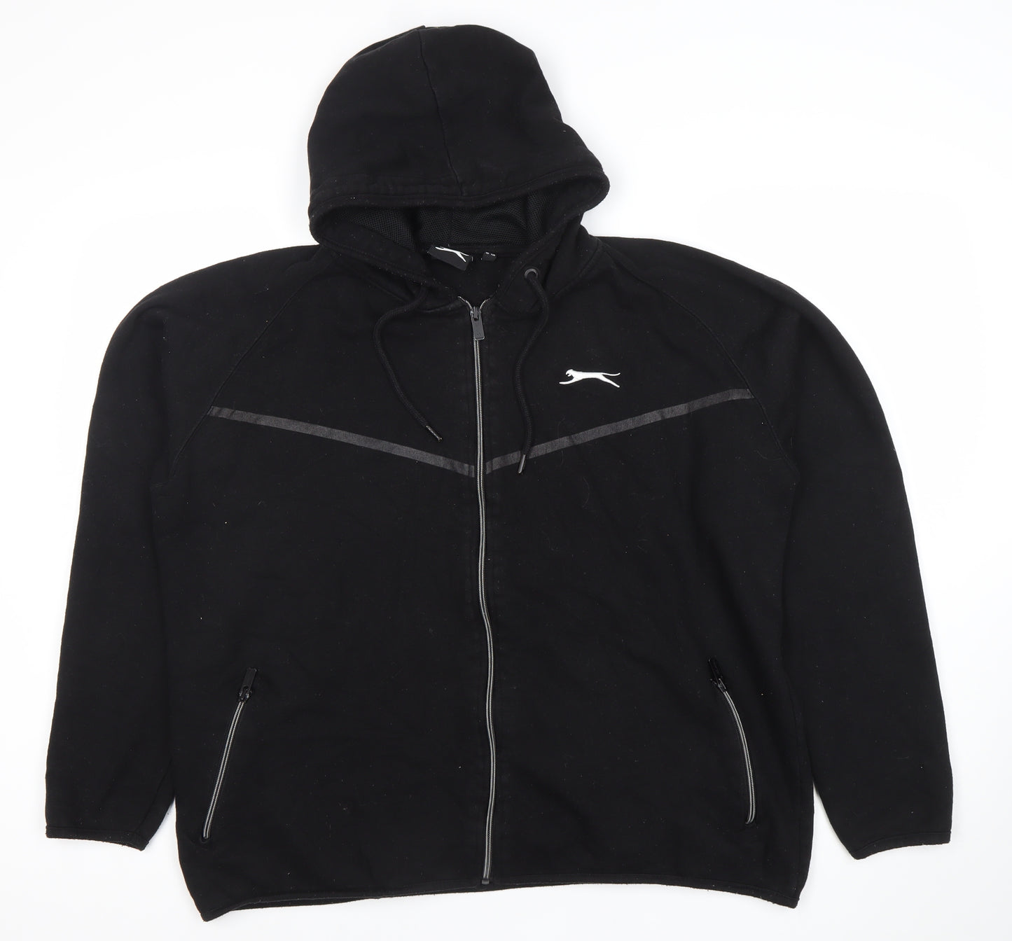 Slazenger Men's Black L Full Zip Hoodie with Logo & Pockets