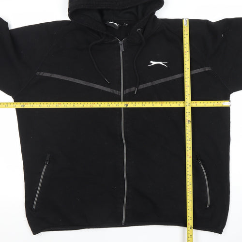 Slazenger Men's Black L Full Zip Hoodie with Logo & Pockets