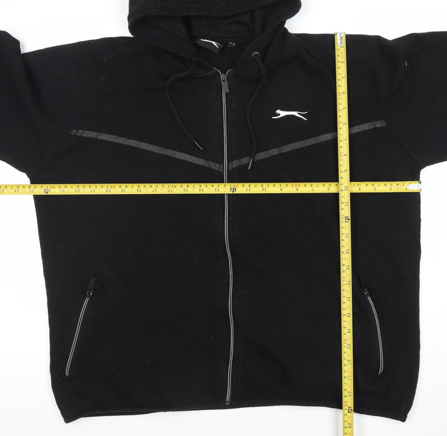 Slazenger Men's Black L Full Zip Hoodie with Logo & Pockets