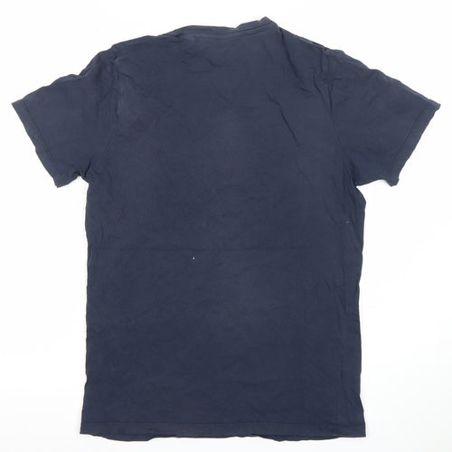 Jack & Jones Men’s Blue Graphic Logo Cotton Crew Neck T-Shirt Size M