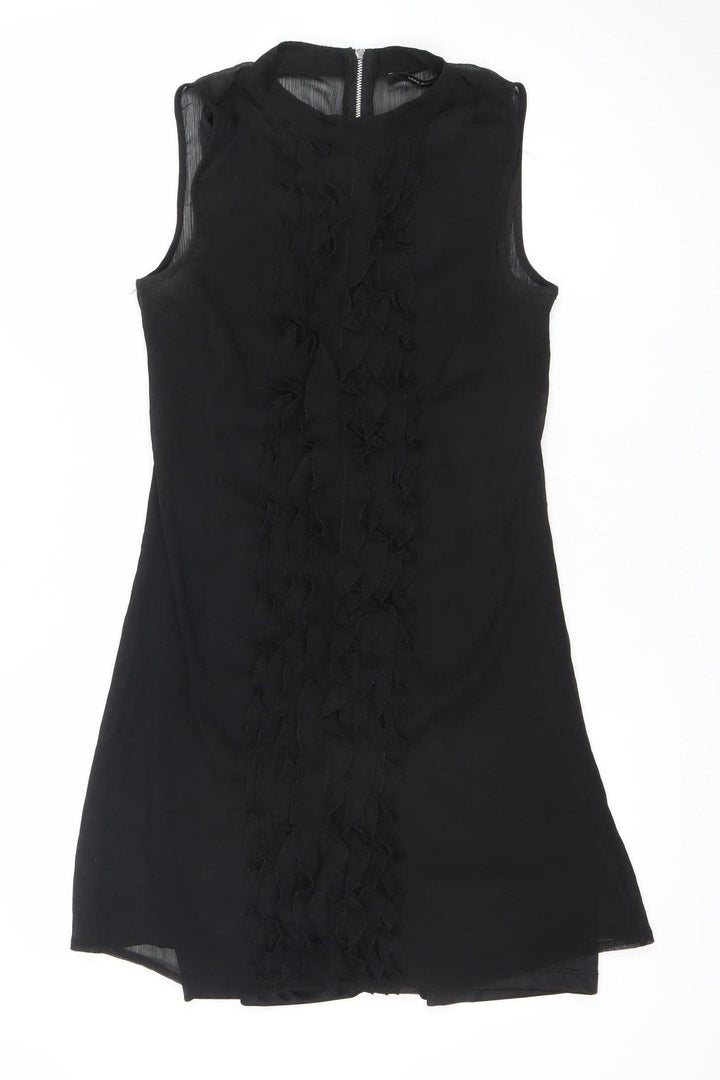 Vero Moda Women's Black Sleeveless Ruffle Shift Dress Size M