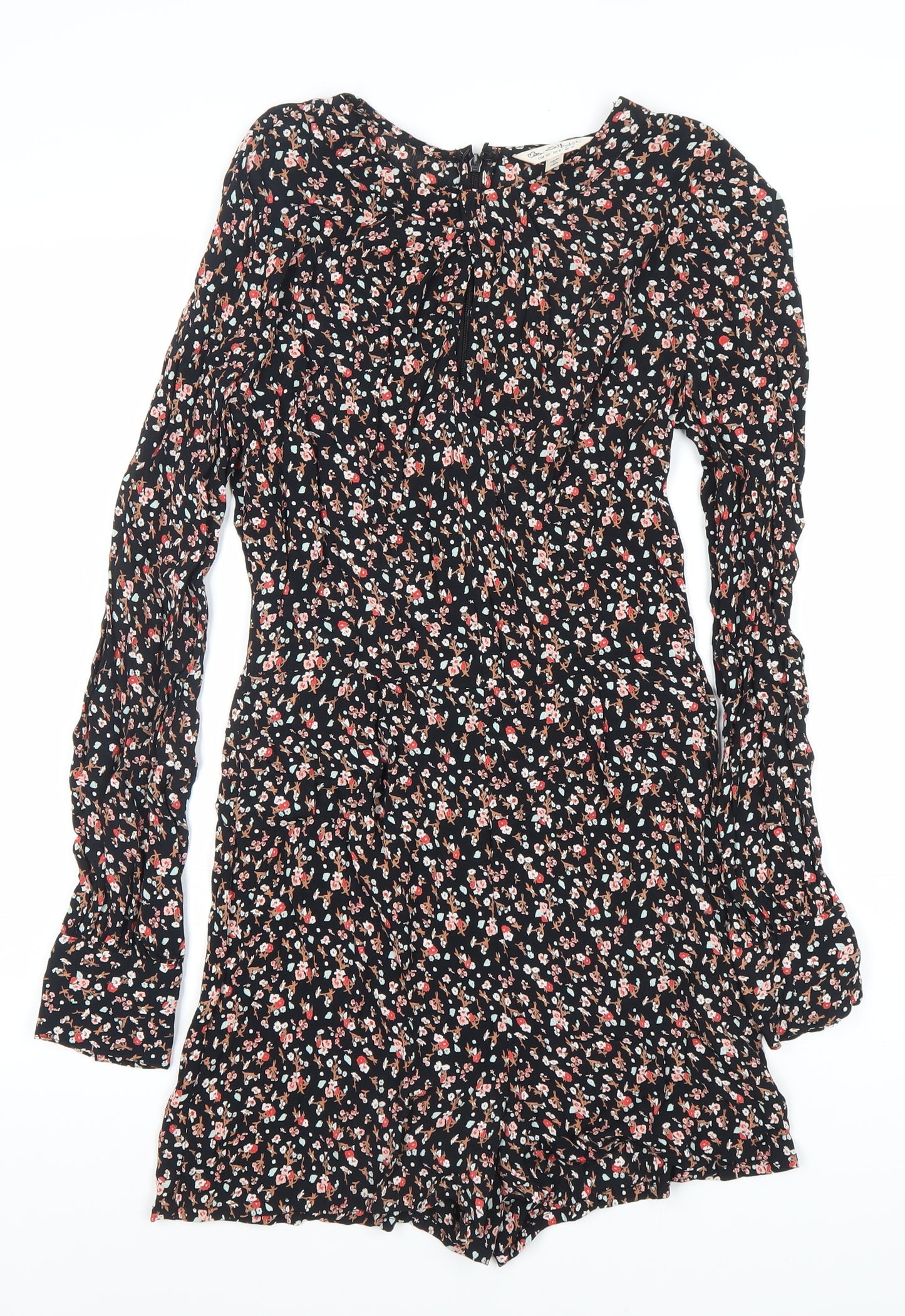 Miss Selfridge Women’s Black Floral Long Sleeve Playsuit UK 10 Viscose
