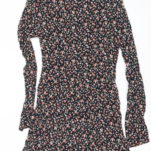 Miss Selfridge Women’s Black Floral Long Sleeve Playsuit UK 10 Viscose