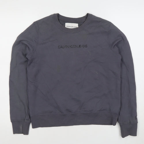 Calvin Klein Jeans Women's Grey Sweatshirt Size S Crew Neck Logo Design