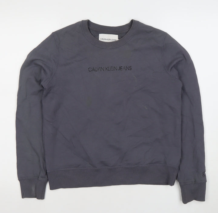 Calvin Klein Jeans Women's Grey Sweatshirt Size S Crew Neck Logo Design