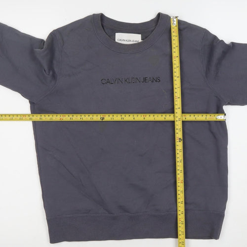 Calvin Klein Jeans Women's Grey Sweatshirt Size S Crew Neck Logo Design