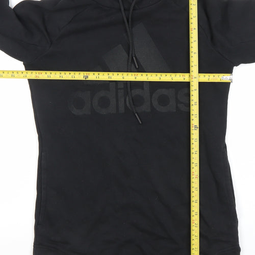 Adidas Womens Black Pullover Hoodie XS Cotton Blend Logo Sweatshirt