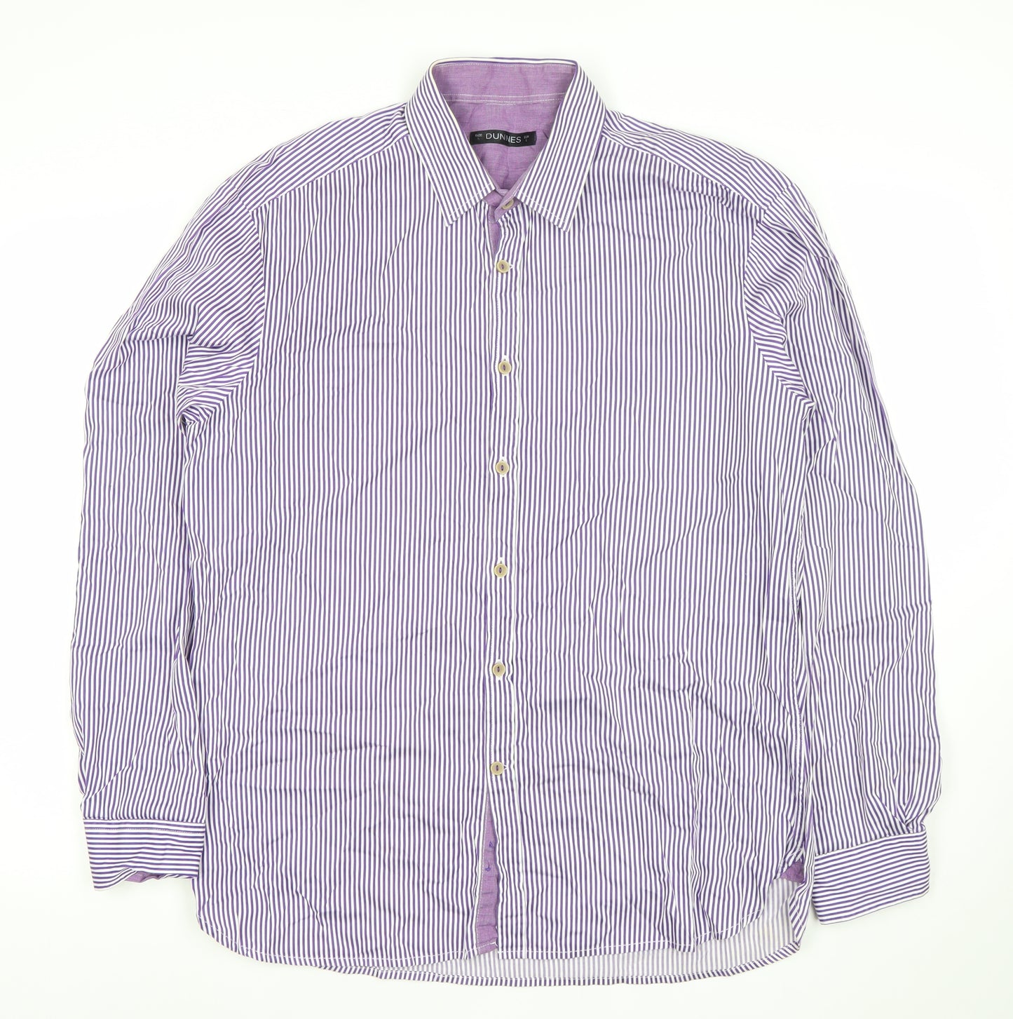 Dunnes Men’s Purple Striped Long Sleeve Cotton Dress Shirt L