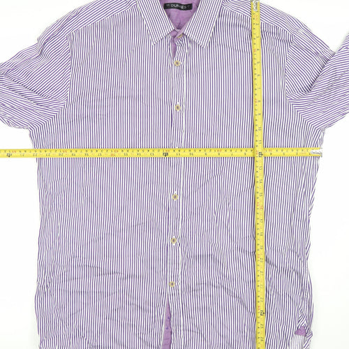 Dunnes Men’s Purple Striped Long Sleeve Cotton Dress Shirt L