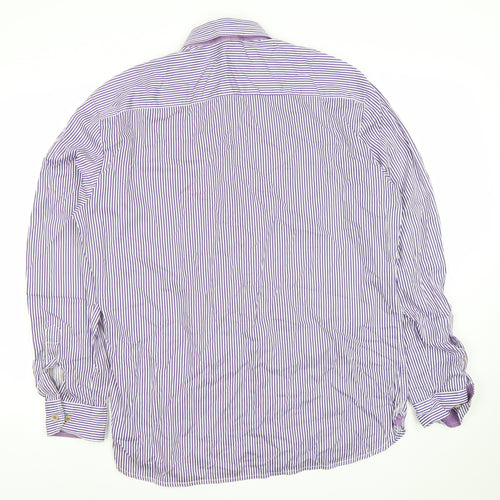 Dunnes Men’s Purple Striped Long Sleeve Cotton Dress Shirt L