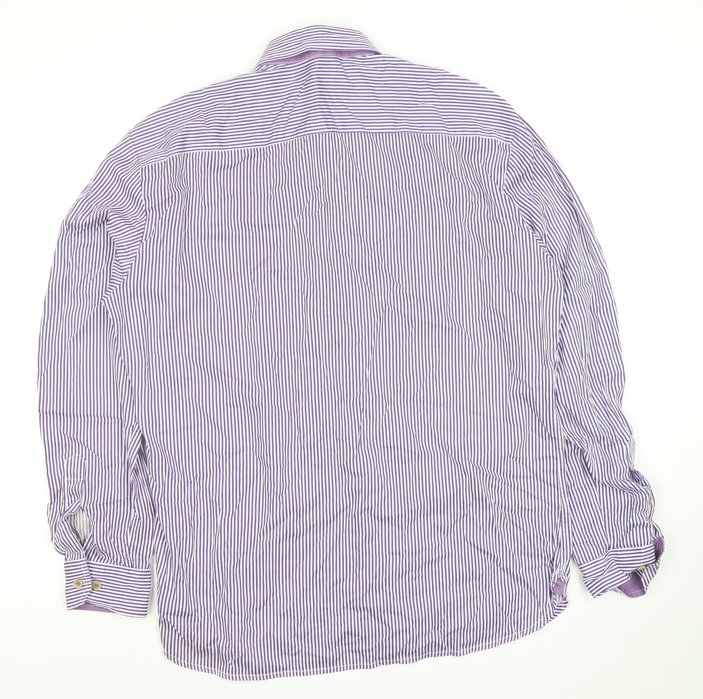 Dunnes Men’s Purple Striped Long Sleeve Cotton Dress Shirt L