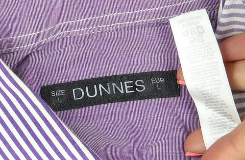 Dunnes Men’s Purple Striped Long Sleeve Cotton Dress Shirt L