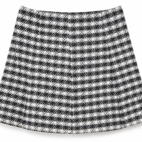 New Look Women’s Black Check A-Line Tweed Skirt Size 12