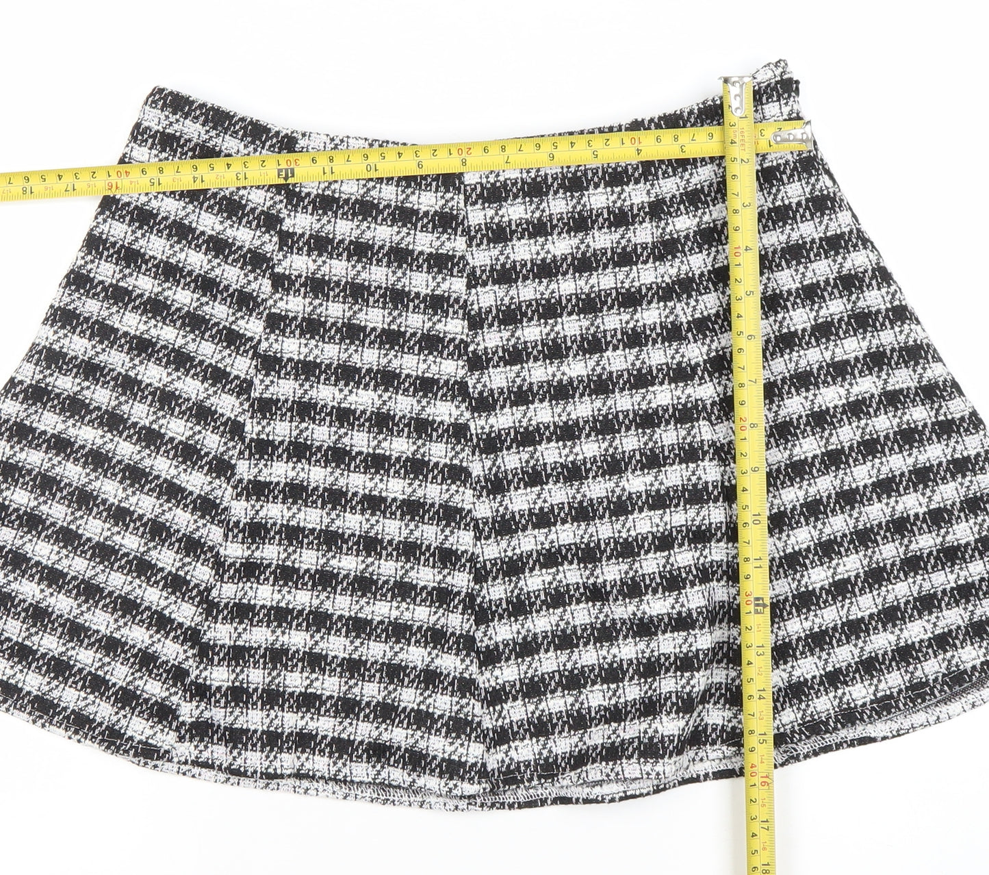 New Look Women’s Black Check A-Line Tweed Skirt Size 12