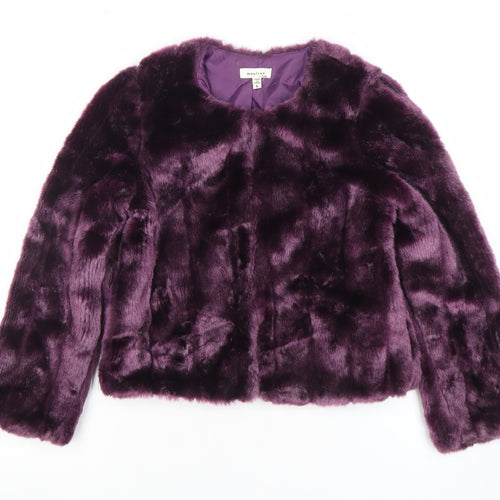 Monteau Girls Purple Faux Fur Lined Short Jacket Size S