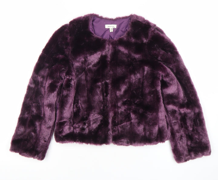 Monteau Girls Purple Faux Fur Lined Short Jacket Size S