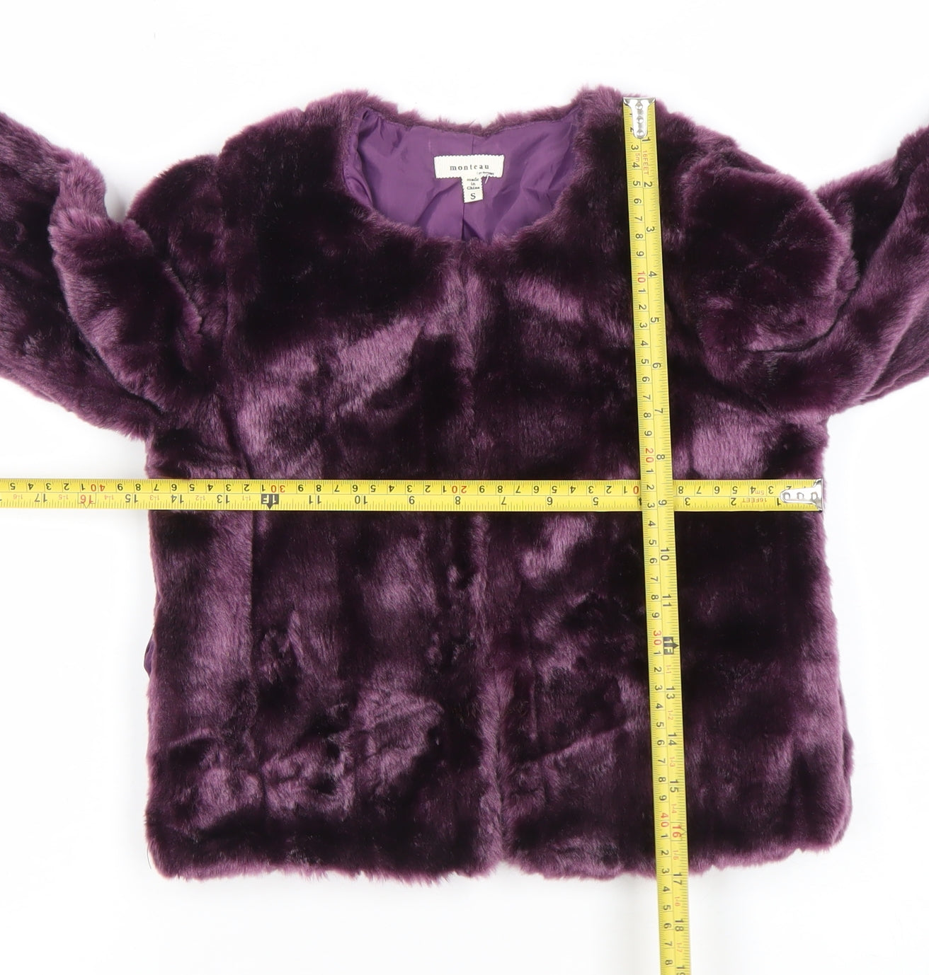 Monteau Girls Purple Faux Fur Lined Short Jacket Size S