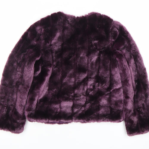 Monteau Girls Purple Faux Fur Lined Short Jacket Size S