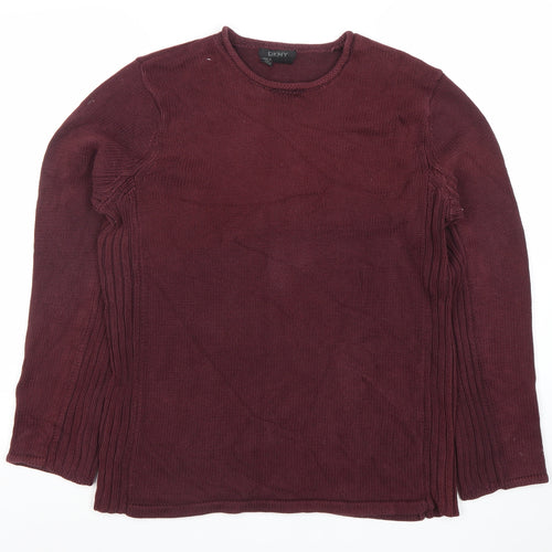 DKNY Men's Red Cotton Crew Neck Jumper Size S