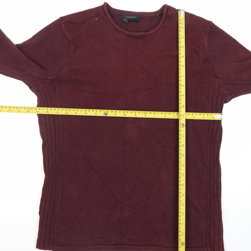 DKNY Men's Red Cotton Crew Neck Jumper Size S