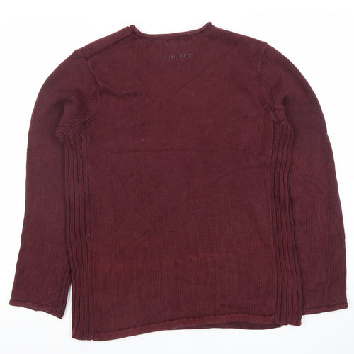 DKNY Men's Red Cotton Crew Neck Jumper Size S