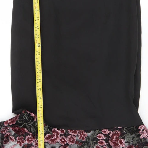 Chi Chi London Women's Black Floral Lace One Shoulder Midi Dress Size 10