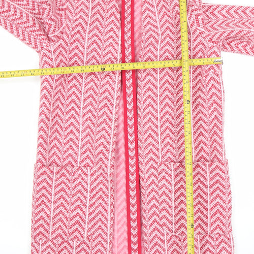 Next Women’s Pink Herringbone Coatigan Size 8 Mid-Length Open Front