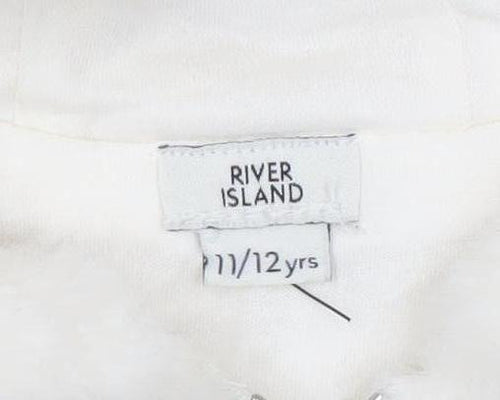 River Island Girls Ivory Faux Fur Hooded Bomber Jacket 11-12 Years