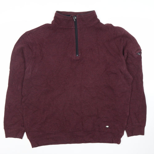 Yeats Men's Burgundy 1/2 Zip Cotton Sweatshirt XL Classic Fit