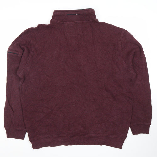 Yeats Men's Burgundy 1/2 Zip Cotton Sweatshirt XL Classic Fit