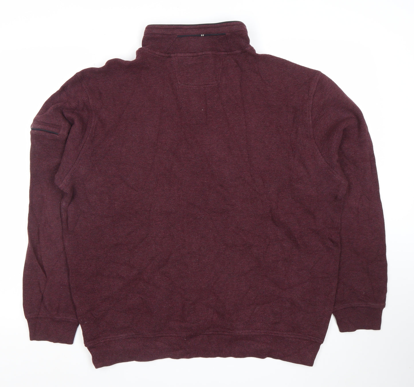 Yeats Men's Burgundy 1/2 Zip Cotton Sweatshirt XL Classic Fit