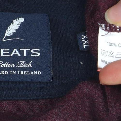 Yeats Men's Burgundy 1/2 Zip Cotton Sweatshirt XL Classic Fit