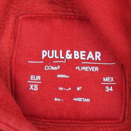 Pull & Bear Women’s Red Pullover Hoodie XS Cotton Blend Casual